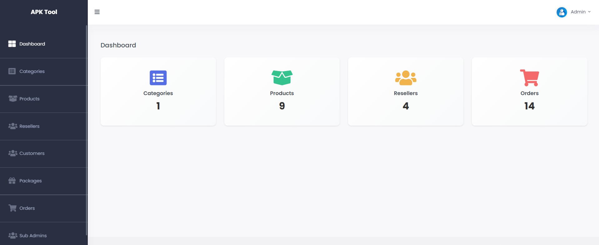 Ecommerce APK Website - Admin Dashboard